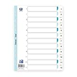 Größe: 225 x 297 mm (BxH) ELBA 400013903 Kunststoff-Register Strong-Line 1-12 12-teilig für DIN A4 Plastikregister mit beschriftbarem Deckblatt weiß Ringbuch Ordner Ring-Mappe