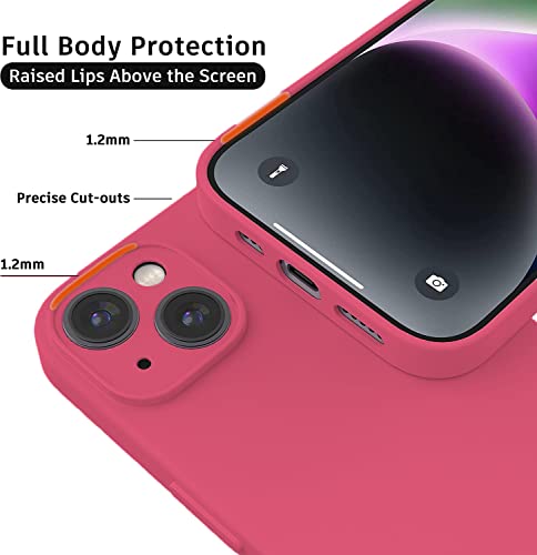 Image of Elzzi Microfiber Square Candy Case Compatible for iPhone 14, Shockproof Slim Back Cover Liquid Silicone Case (Hibiscus)