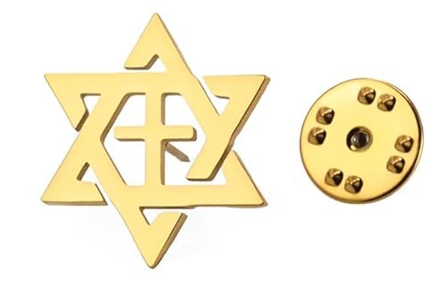 Amaxer Broche judío de cruz de estrella de David para mujeres y hombres, broche de Magen David Israel, broches, mochila, insignia, sombrero, bolsa, accesorios de decoración, 26*26mm, Acero inoxidable