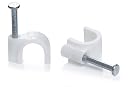 Plastic Wire 10 mm Fastener Circle Cable Clips & Staples with Sharp Metal Nail 50 Pieces White Color Multipurpose for Home Kitchen Wall Wiring gallery image