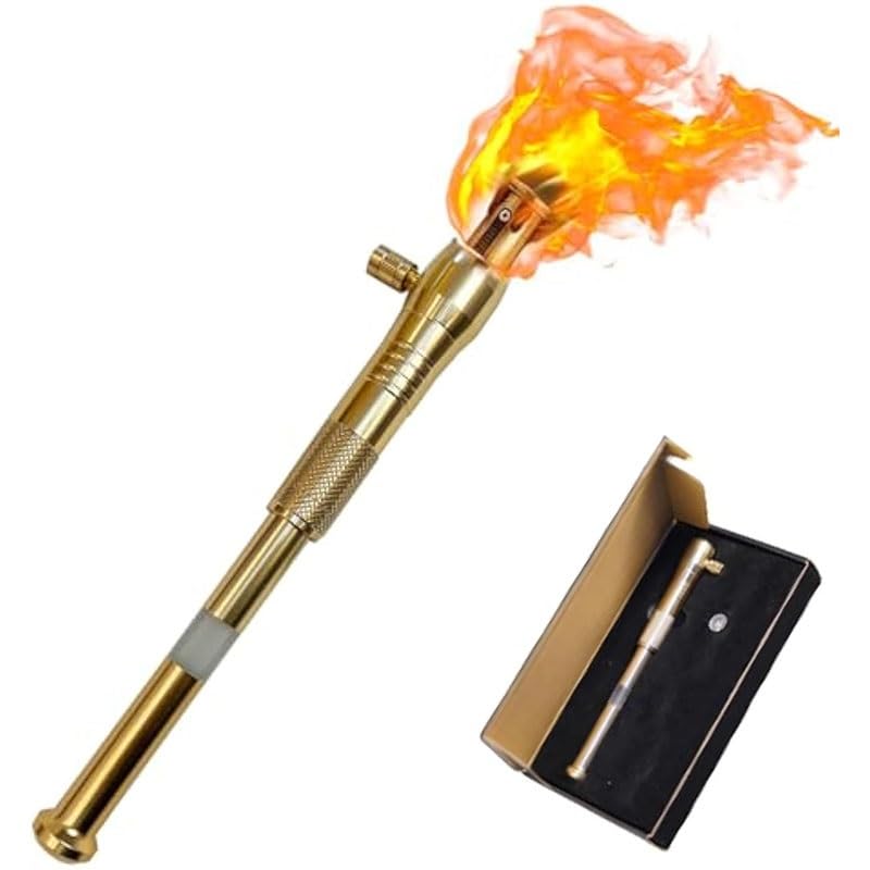 Torch Lighter Long Handle Trench Lighter Refillable Fuel with Visible Fuel Tank Windproof Retro Lighter Cool Kerosene Lighter