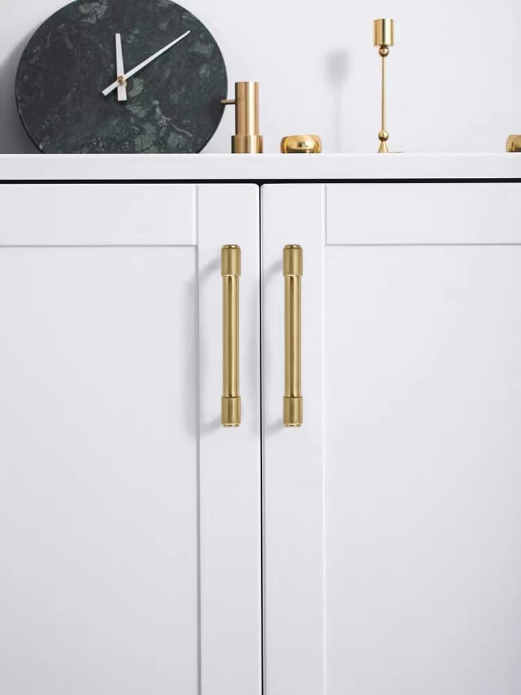 6 Pack 6 Inch Champagne Bronze Cabinet Pulls Gold Drawer Pulls Kitchen Cabinet Hardware Champagne Brass Kitchen Handles for Cabinets Cupboard Handles Drawer Handles