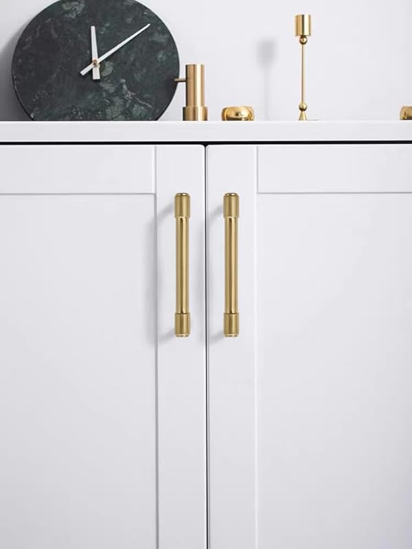 CABDM 6 Pack 4"(102mm) Cabinet Handles Brushed Gold Pulls Satin Brass Drawer Pulls Kitchen Hardware for Cabinets Cupboards by CABDM - Image 3