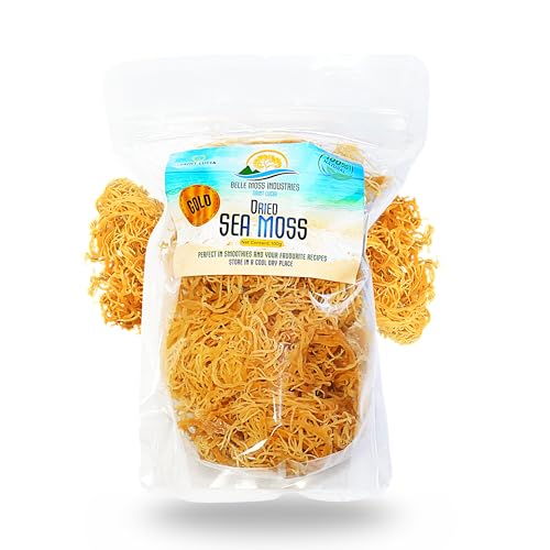 Belle Moss Raw Sea Moss | Wildcrafted from St. Lucia | Golden | 3.5 oz makes ~75 oz of Sea Moss Gel | Sundried | Premium Quality and Lab Tested | Natural Superfood | Organic Irish Moss