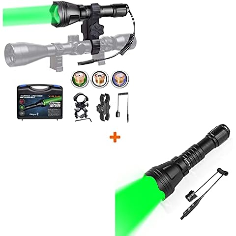 Odepro KL52Plus Zoomable Hunting Light with Red Green White IR850 Interchangeable Modules KL52 Green Hog Light with Stepless Dimming Pressure Switch Cover