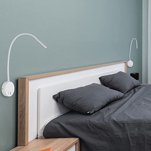 Lámpara de lectura de pared con cuello de cisne para evitar fatiga visual con USB 3