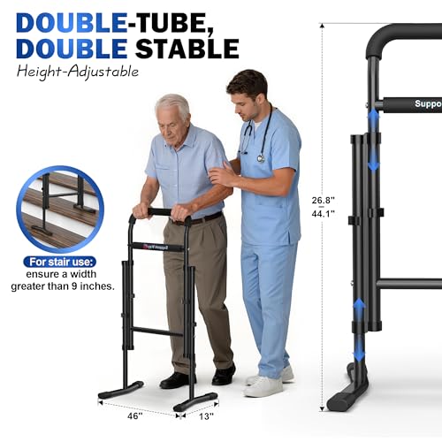 Upgrade 2-in-1 Assist Cane for Seniors, Both Stair Assist Cane and Standing Aid for Couch, Widening Anti Slip Base, Adjustable Height, Ultra Sturdy Bracket for Steps, Bathroom, Bedside - Image 4