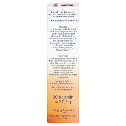 Doppelherz Cranberry 800 + Kürbis + Vitamin C + Selen - Vitamin C als Beitrag zum Schutz der Zellen vor oxidativem Stress - 30 Kapseln