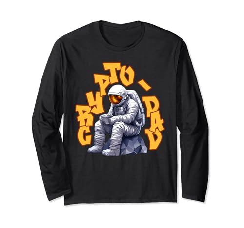 Crypto Dad Día del Padre Divertido Comerciante de criptomonedas Manga Larga