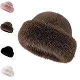 Genérico Womens Winter Faux Fur Bucket Hat, Fisherman Cap Russian Style Hat,Fluffy Furry Warm Hat, Warm Faux Fur Fluffy Hats,for Cold Weather (Brown,Talla única)