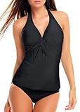 tankini top blau Im Nacken zum Binden, unterhalb der Brust regulierbar