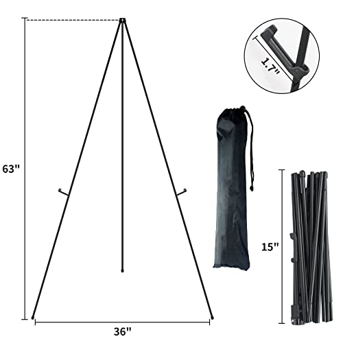 Display Easel Stand For Wedding Sign, 63" Folding Art Easel With Carry Bag, Portable Tripod For Painting, Posters, Signs, Artwork & Trade Exhibitions, Black (2 Pack) #TOP5