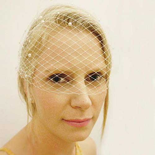 Unsutuo White Wedding Birdcage Veils With Comb Bridal Veil Pearl Bandeau Veil For Bride And Bridesmaid #TOP6
