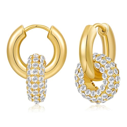 LILIE&WHITE Ohrringe Gold Für Damen Damenohrringe Goldene Ohrringe Goldschmuck Damen Farbecht Earrings for Women Hypoallergen Ohrhänger