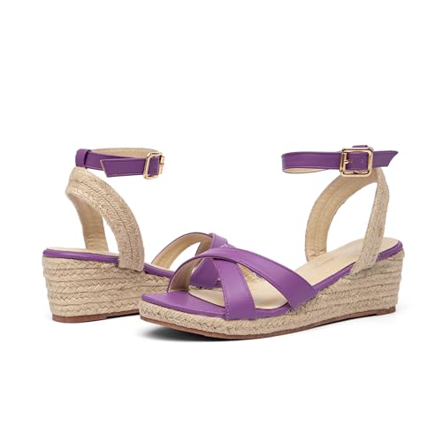 getmorebeauty Women's Espadrilles Wedge Sandals Crisscross Elastic Open Toe Buckle Ankle Strap High Heels Platform Dressy Shoes2