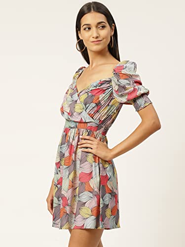 Image of IQRAAR Womens Rayon Printed Fit & Flared One Piece Dress