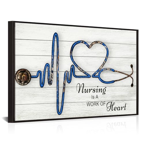 Biuteawal Nurse Wall Art Inspirational Quote Picture Stethoscope Paintings Canvas Prints Present Nurse Day Gift for Clinic Medical Office Decor