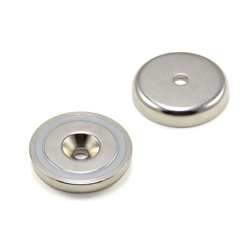 Image of N42 Neodymium Pot Magnet for Arts, Crafts, Model Making, DIY, Hobbies, Office, and Home - 40mm dia x 8mm thick x 6mm c/sink - 64kg Pull