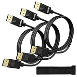Elecan VESA Certified 4K DisplayPort 1.2 Cable 10 FT/3 Pack, High-Speed DP to DP Male-to-Male Display Port Cord, 4K@60Hz 2K@165Hz/144Hz,HBR2 HDR HDCP Dolby for Gaming Monitor PC TV NVIDIA AMD+10 Ties