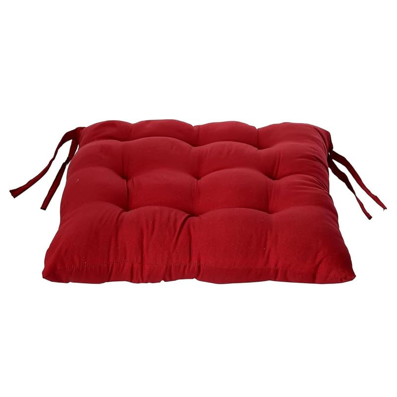 Image of Rajasthan Crafts Pack of 2 Chair Pad | Chair Cushion Pad | Microfiber Square Chair Pads with Ties | Seat Cushion for Chair Office, Sitting, Pooja, Dining & Office Tables (16x16 Inch, Maroon)
