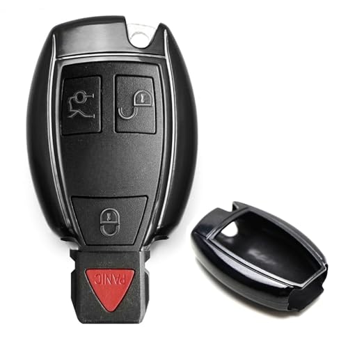 iJDMTOY Exact Fit Gloss Metallic Black Smart Remote Key Fob Shell Compatible with Mercedes-Benz C E S M CLS CLK GLK GL Class, etc
