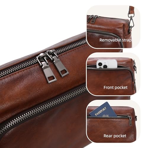 Iswee Leather Crossbody Purses for Women Shoulder Handbags with Pockets Satchel Purse Stylish Cross Body Bag for Travel3