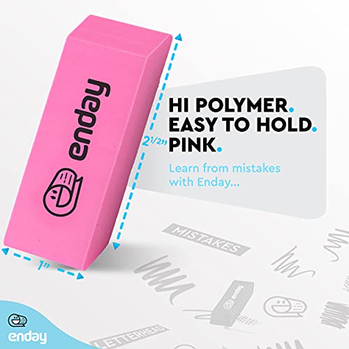 Erasers Pencil Block, Hi Polymer Large Pink Soft Eraser, Rubber and Non – Abrasive Eraser, Erasers School Supplies for Kids and Artists, Best Eraser for Drawing (4 PC) – By Enday - Image 3
