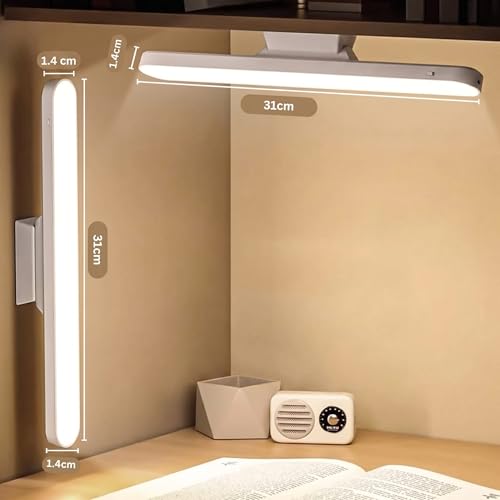 Image of Desk Light | USB Rechargeable Magnetic Cabinet Light | LED Under Cabinet Lamp with 3-Color Dimmable Modes, Adjustable Angle and Brightness for Cupboard, Closet, Makeup Mirror (1 Psc)