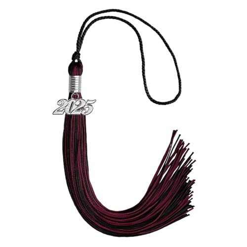 Endea Graduation Mixed Double Color Tassel with Silver Date Drop (Black/Maroon, 2025)