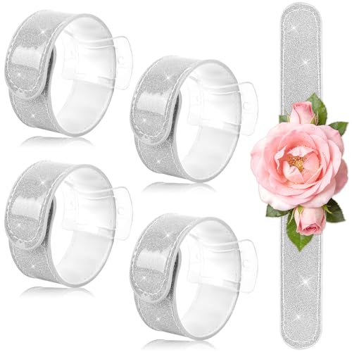 JUNEBRUSHS 4 Pieces Slap Bracelet Corsage Wristlet Bands