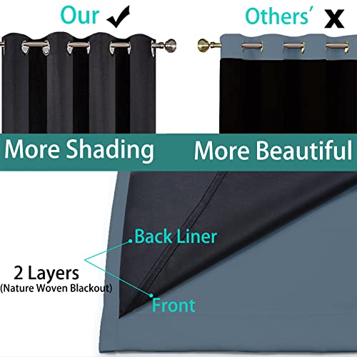 Image of Yakamok 100% Blackout Lined Panels, Thermal Insulated Blackout Curtains for Bedroom, Heat Blocking Drapes for Living Room(52Wx84L, Stone Blue, 2 Panels)