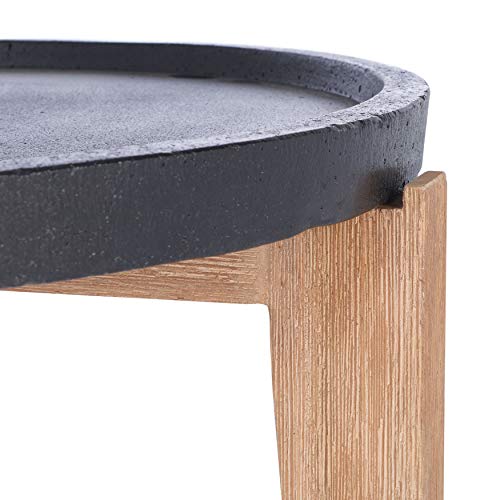 Safavieh Outdoor Collection Valton Natural/Black Side Table Pat1511A #TOP5