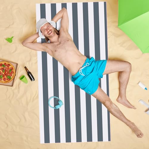 Zusentee Strandtuch Mikrofaser, Strandtuch Groß 180 x 90 cm,Leicht und Tragbar für Männer und Frauen, Ideal für Strandausflüge, Sauna, Yoga, Grau