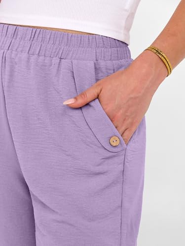Image of ANRABESS Womens Wide Leg Capri Pants Elastic Waist Casual Loose Lounge Trousers 2026 Summer Flowy Beach Vacation Clothes