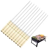 Schaschlikspieße, 10 Stück, Edelstahl, lange Grillspieße, Outdoor-Grillstab für Fleisch, Obst, Gemüse