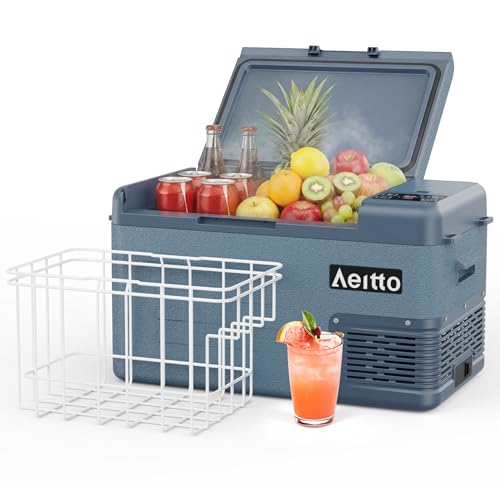Aeitto 12 Volt Car Refrigerator 25Quart Car Fridge Freezer Electric Cooler Portable Cooler 12V Fridge RV Refrigerator -4℉-68℉ Temp Control 12/24V DC & 100-240V AC Blue