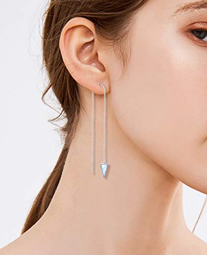Threader Earrings Sterling Silver Created Opal Dangle Drop Long Chain Earring For Women Thread Earrings #TOP5