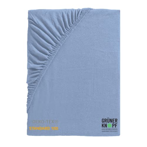 NECO'S home spännlakan 90 x 200 cm bomull – hållbart jerseylakan 90 x 200 bomull, dra-på-lakan 90 x 200 andas och mjuk – ljusblå