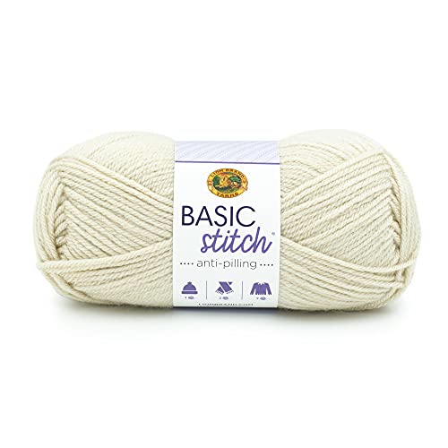 Image of Lion Brand Yarn Basic Stitch Anti-Pilling Yarn for Crocheting, Knitting, and Crafts, Beige Heather, 1 Pack
