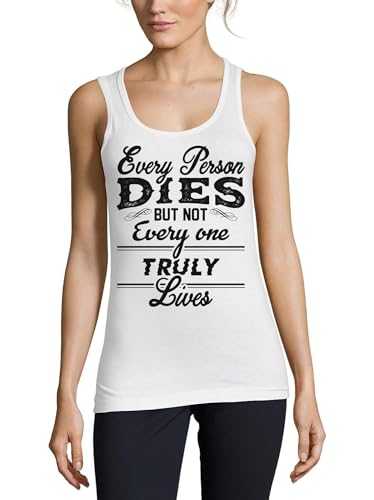 Débardeur en coton blanc femme t-shirt sans manche imprimé Every Person Dies