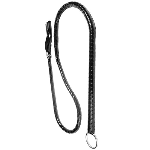 Teelor Horse Whips 55.11'' Handmade Leather Horse Whip, Cow Hide Leather Equestrianism Whip, Riding Whip Suit For Costumes, Stage Performances, (Black) #TOP2
