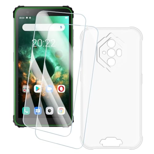 OAGELIM 2�Z�b�g �X�N���[���v���e�N�^�[ + �P�[�X Blackview BV6600 (5.7 �C���`) �Ƃ̌݊������� �A�[�e�B�X�e�B�b�N�J�X�^���v�����g�J�o�[�Ƌ����K���X�t�B���� �X�N���b�`�h�~ (����)