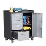 Metal Storage Cabinet with Drawers Heavy Duty Steel Rolling Tool Cabinets on Wheels Garage Storage Cabinet Mobile Locking Tool Carts for Kitchen Basement Garage Warehouse, Assembly Required