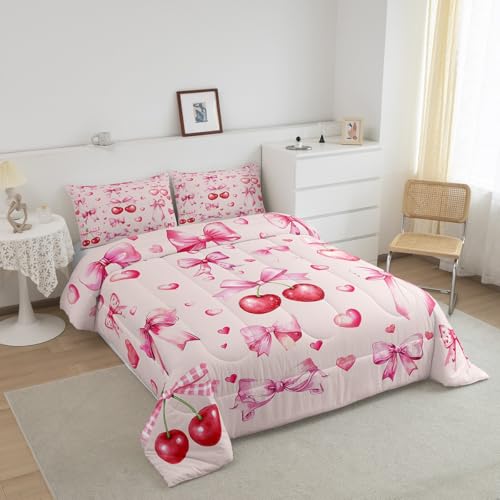 Edredón matrimonial de acuarela con lazo Feelyou y 2 fundas para cama infantil 4