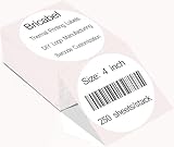 BriCabel 4 Inch White Circle Thermal Sticker Labels, Self-Adhesive Round Stacks Thermal Printing Labels for Business, 250 Sheets/Stack .Can be Used for DIY Logos, Price Tags.(250PCS)