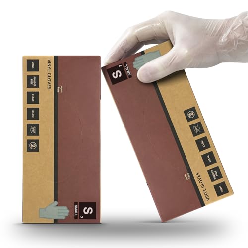 RE-GEN Clear Vinyl Powder Latex Free Multipurpose Disposable Gloves | 100 Gloves/Per Box (2 Boxes | Clear, Small)