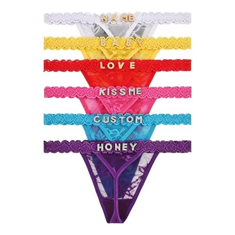 IBYO Personalized Thongs With Names Custom G-String Thongs Sexy Lace Panties for Women Underwear Personalized Gifts for Boyfriend (US, Alpha, One Size, Regular, Regular, Black) Cover