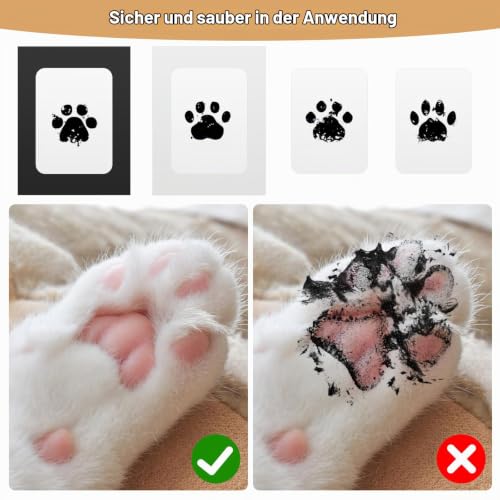 8 Stück Baby Handabdruck und Fußabdruck Set, Pfotenabdruck Set Hund und Katze mit Fotorahmen, Babyhaut kommt nicht mit Farbe in Berührung für Baby Shower Familie Geschenk