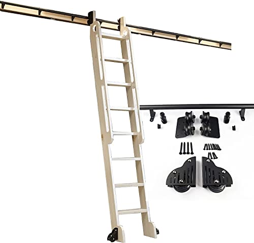NIZAME Kit de Escalera Deslizante Riel de Escalera de Biblioteca rodante | Escaleras rodantes para estantería Juego de Armario de Barra de almacén Kit de Hardware de Escalera móvil Servicio Pesado
