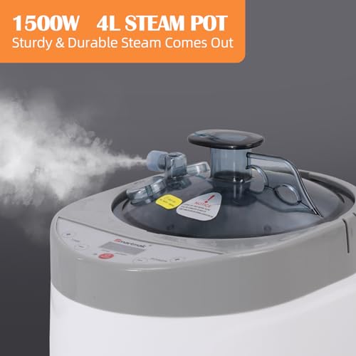 Smartmak Sauna Steamer, Portable 4L Upgraded 1500W Steam Pot Generator with Remote Control, Spa Machine with 99 Minutes Timer Display, Herbal Box for Body Detox, 110V US Plug